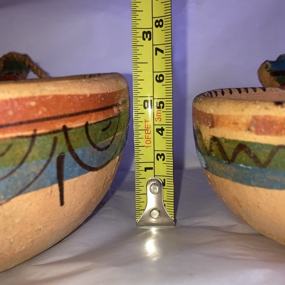 Vintage Tonala Mexican Pottery decorative hand-painted clay bowls, Two 11016 - Picture 12 of 12